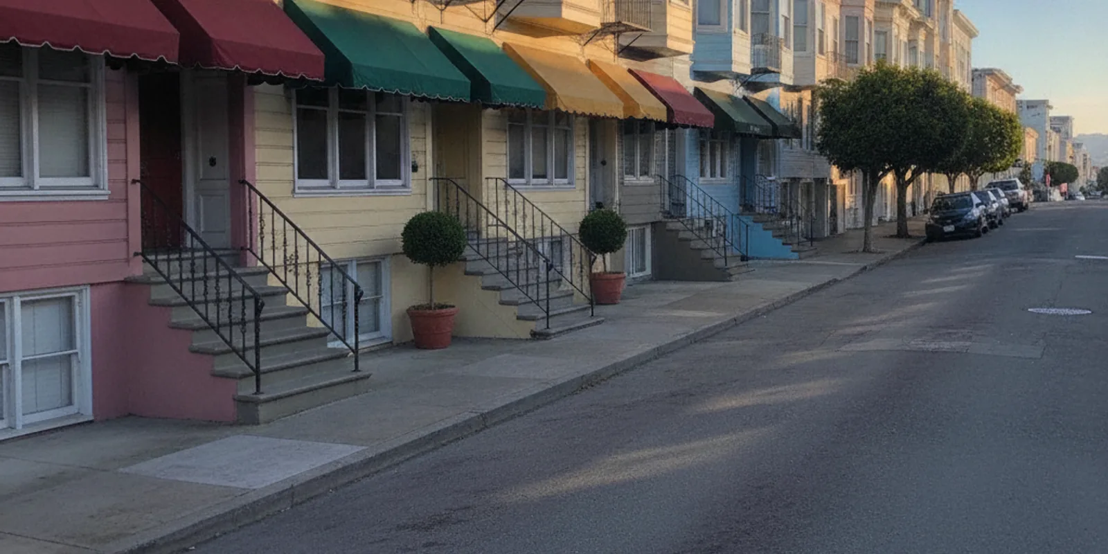 San Francisco neighborhood retail street with storefronts and pedestrians